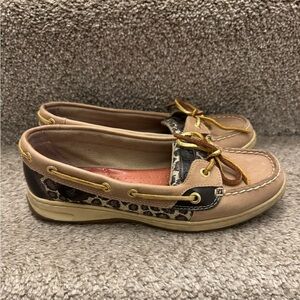 Sperry Sparkle Metallic Leopard Shoes Size 8 Medium Brown - B-14 * See pics